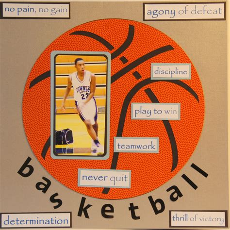 Premade Paper Papercraft Basketball Net 12x12 Scrapbook Layout