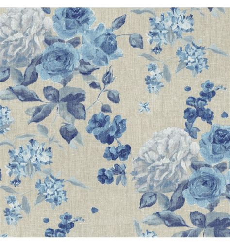 The Timeless Rose Blue Linen Fabric Textiles Français™