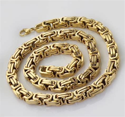 Gold plated stainless steel chain. Wholesale\ Retail!8"~40" Stainless Steel Gold Plated Byzantine Chains Necklace&Bracelet For Men ...