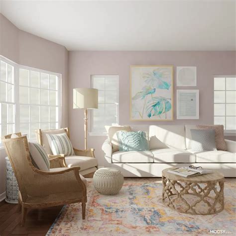 Pastel Beach House Coastal Style Living Room Design Ideas Pastel