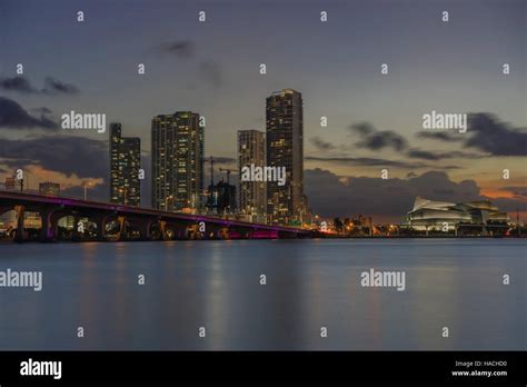 Downtown Miami Sunset Stock Photo Alamy