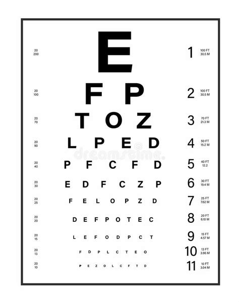 Vision Test Chart Board Symbol Illustration Vector Stock Vector