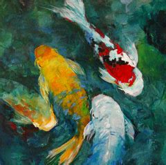 Arlene G Woo S Images Koi Pond Original Acrylic Hawaii Artist