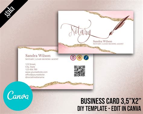 Printable Notary Business Card Mobile Notary Services Notary Etsy