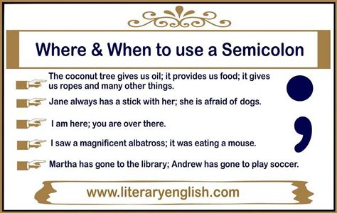 When To Use A Semicolon In A Sentence Literary English