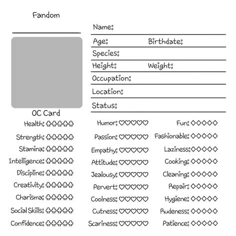 Reference Sheet Blank Mha Oc Template Oc Deviantart Card Template