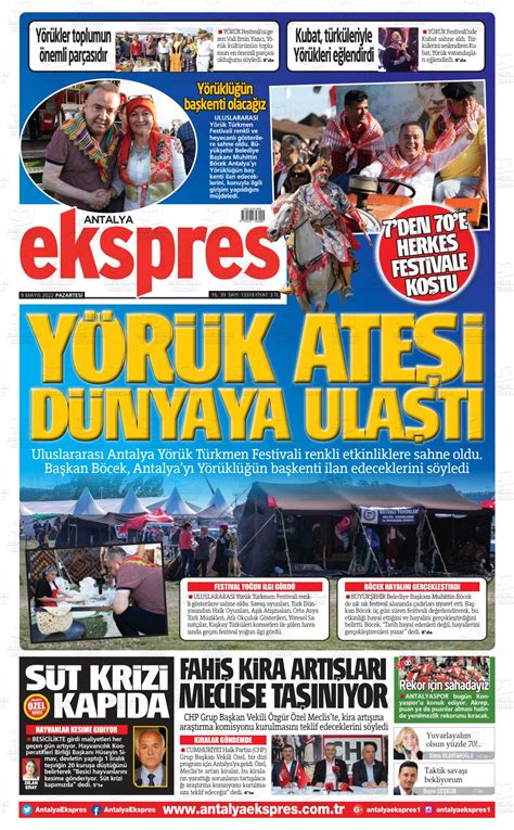 09 Mayıs 2022 tarihli Antalya Ekspres Gazete Manşetleri