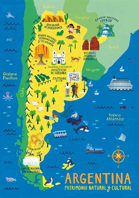 Argentina Map Illustrated Map Map Puzzle