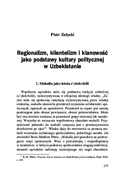 (PDF) Regionalizm, klientelizm i klanowość jako podstawy kultury ...