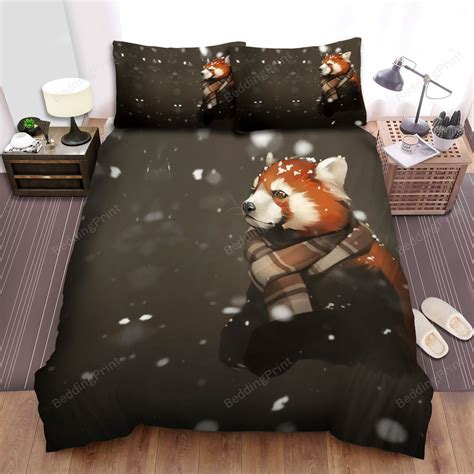 The Wild Anima The Red Panda Wearing A Scarf Bed Sheets Spread Duvet
