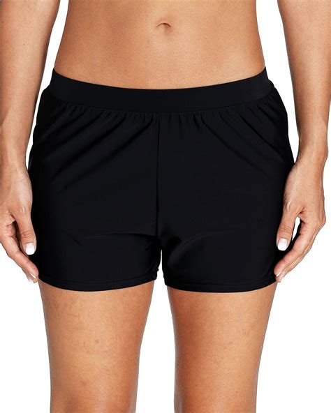 Sociala Black Swim Bottoms Shorts For Women Boyleg Swimsuit