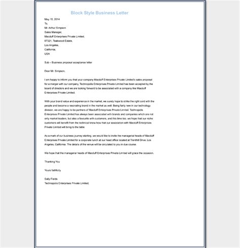company business letter format sample letters word