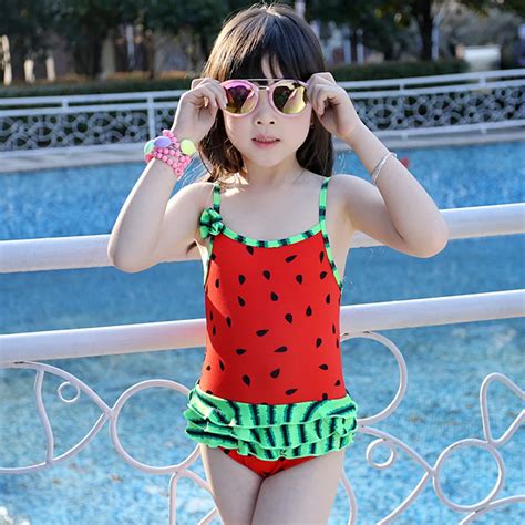 Kids Bathing Suits One Piece Watermelon Pattern Bikini Childrens
