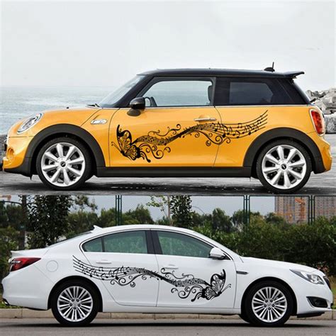 1 Pair Car Stickers And Decals Flower Butterfly Universal Custom Auto