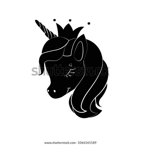 Black Silhouette Little Unicorn Crown On Stock Vector Royalty Free