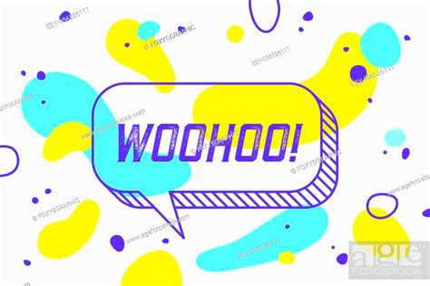 Woohoo Banner Speech Bubble Poster And Sticker Concept Geometric