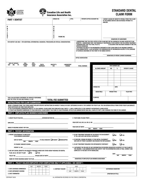 Standard Dental Claim Form ≡ Fill Out Printable Pdf Forms Online
