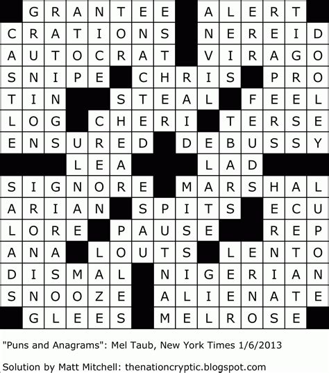 The Nation Cryptic Crossword Forum New York Times Puns And Anagrams