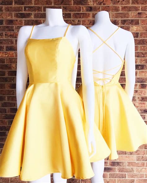 Short Yellow Homecoming Dress With Tie Back · Wendyhouse · Online Store