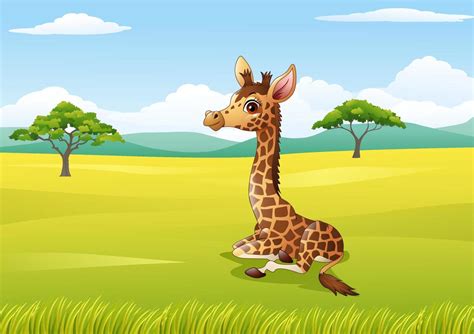 Cartoon Giraffe Sitting In The Jungle 10227917 Vector Art At Vecteezy