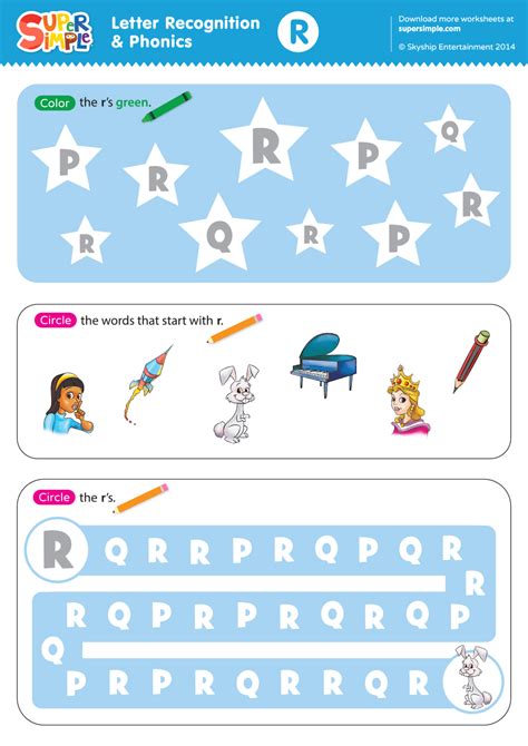 Letter Recognition And Phonics Worksheet R Uppercase Super Simple