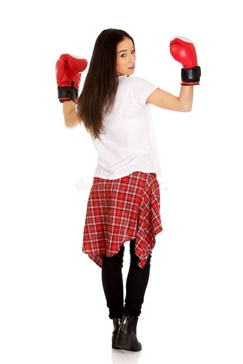 Young Woman Wearing Boxing Gloves Stock Photo Image Of Boxing