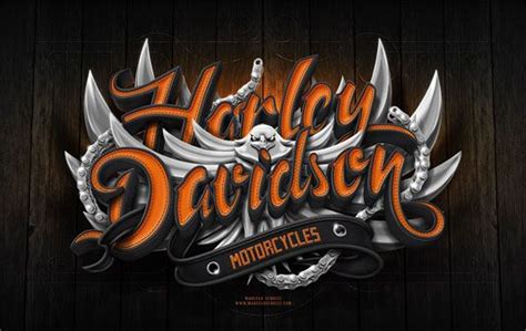 The Logo For Harley Davidson Motorcycles Is Shown In This Graphic Art