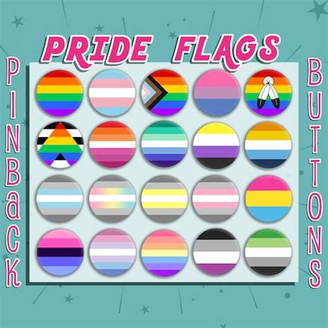 Lgbtq Pride Flag Pins 15 Pinback Buttons Progress Etsy Canada