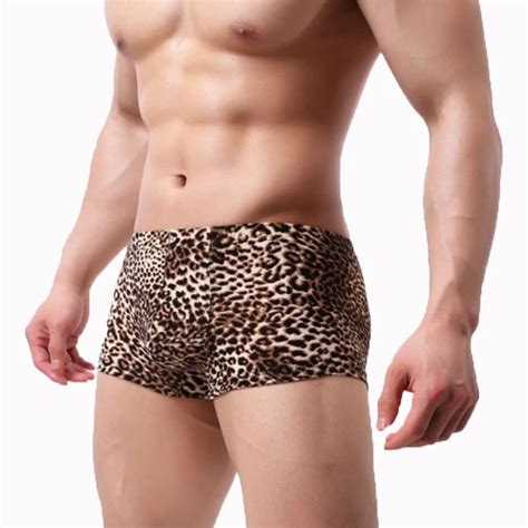 sexy leopard print underwear boxers men underpants wild mens underwear elastic waist u convex
