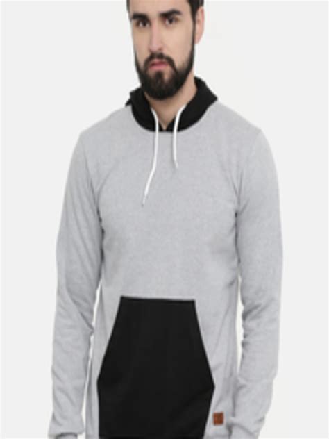 Buy Unsully Men Grey Melange Solid Hooded Sweatshirt Sweatshirts For