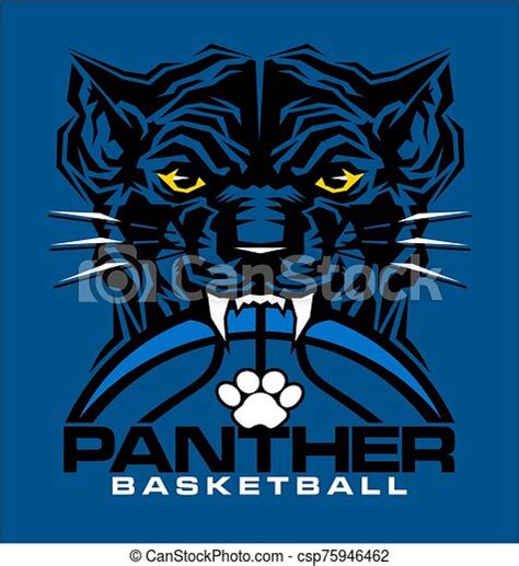 Panther Basketball Team Design With Ball And Mascot For School College