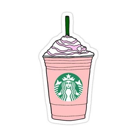 Pink Frappucino Sticker Sticker By Madebyshania In 2021 Starbucks