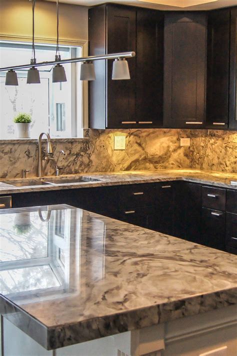 38 Popular White Granite Countertop Dark Cabinets