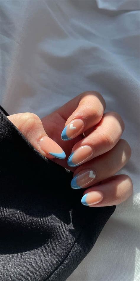 31 Cute Sky Blue French Tip Nails Blue French Tips White Love