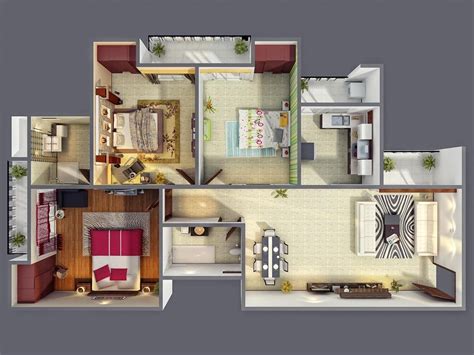 50 Three “3” Bedroom Apartmenthouse Plans Architecture And Design