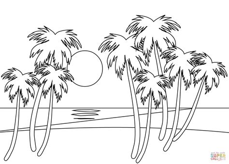 Tropical Beach Coloring Page Free Printable Coloring Pages