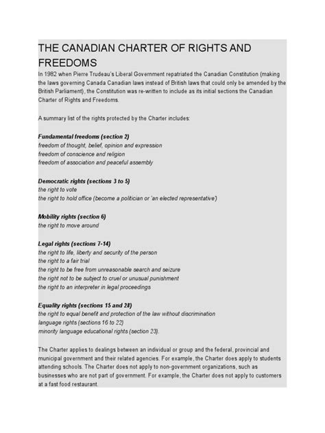 the canadian charter of rights and freedoms summary pdf civil rights and liberties