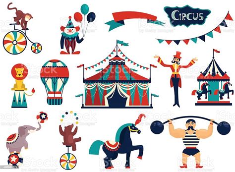 Vintage Circus Collection With Carnival Stock Illustration Download