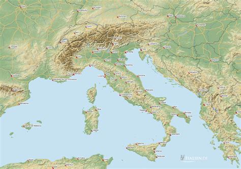 Alle länder auf der karte. Karten von Italien - italien.de