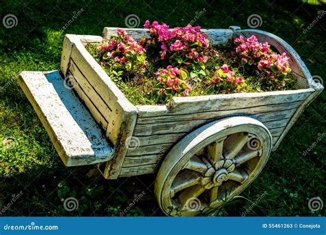 Wheelbarrow With Flowers Stock Image Image Of Antique 55461263