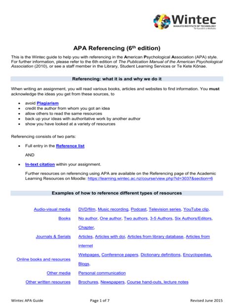 Apa Referencing 6th Edition