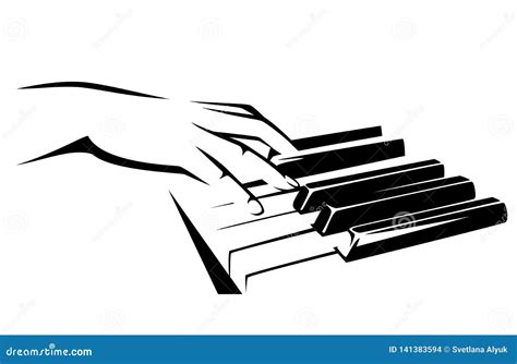Musician Hand Playing Piano Black Vector Design Stock Vector