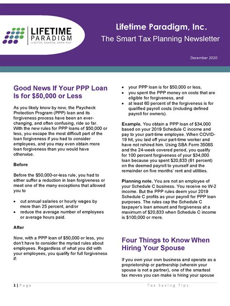 The Smart Tax Planning Newsletter December 2020 Lifetime Paradigm