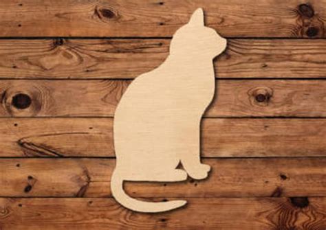 Cat Kitten Wood Blank Unfinished Wooden Cutout Door Hanger Etsy In