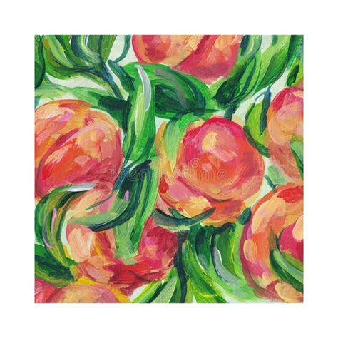 Peach Acrylic Painting Food Art Kitchen Art Gallery Wall