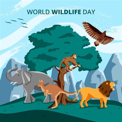 Premium Vector Flat World Wildlife Day Illustration