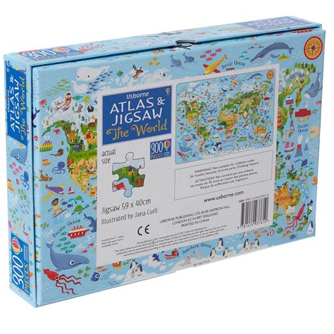 Usborne Atlas And Jigsaw The World Childrens 300 Piece Puzzle