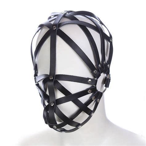 Genuine Leather Mask Bdsm Hood Bondage Restraints Headgear Kit Bdsm