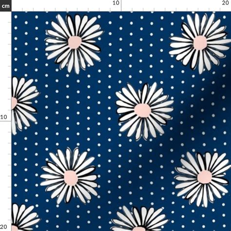 Daisy Fabric Navy Daisy Florals Fabric Flowers Design By Etsy