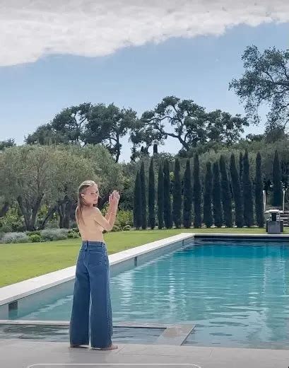 Gwyneth Paltrow 50 Goes Topless At Her Montecito Homes Poolside In